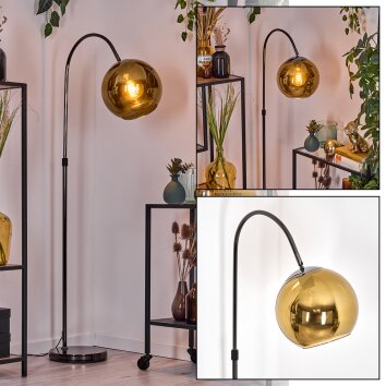 Koyoto Staande lamp, Booglampen Chroom, Zwart, 1-licht