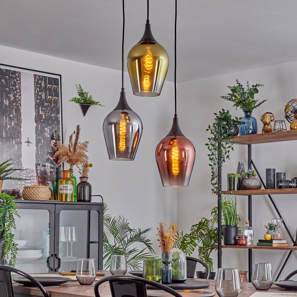 Lutarp Hanglamp, Hanglamp, Cluster hanglamp Goud, Duidelijk, Koperkleurig, Rookkleurig, 3-lichts