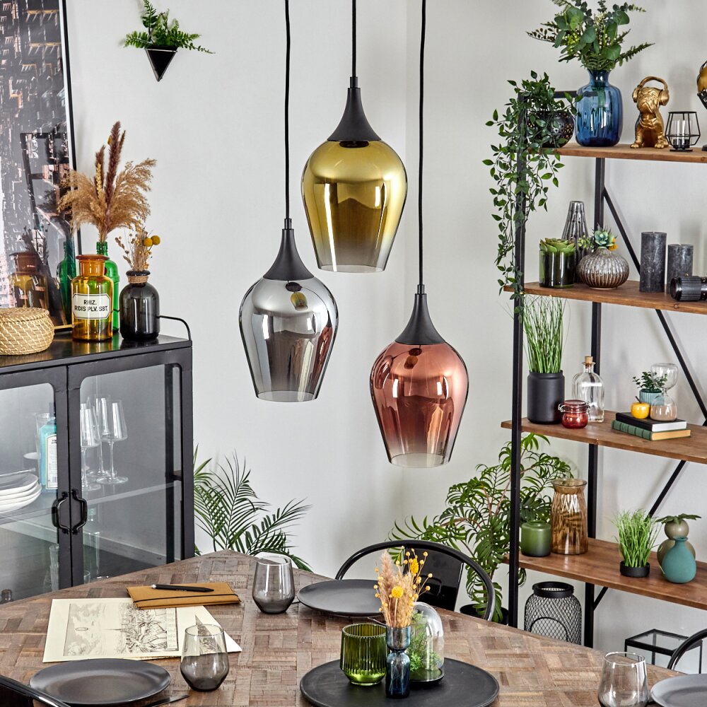 Lutarp Hanglamp, Hanglamp, Cluster hanglamp Goud, Duidelijk, Koperkleurig, Rookkleurig, 3-lichts