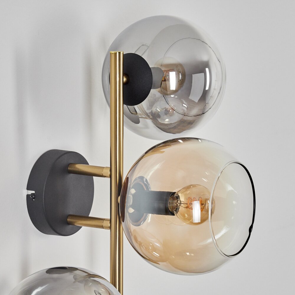 Gastor Kogellampje, Wandlamp Goud, Zwart, 3-lichts