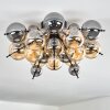 Milheiros Plafondlamp, Kogellampje Amber, Rookkleurig, 3-lichts
