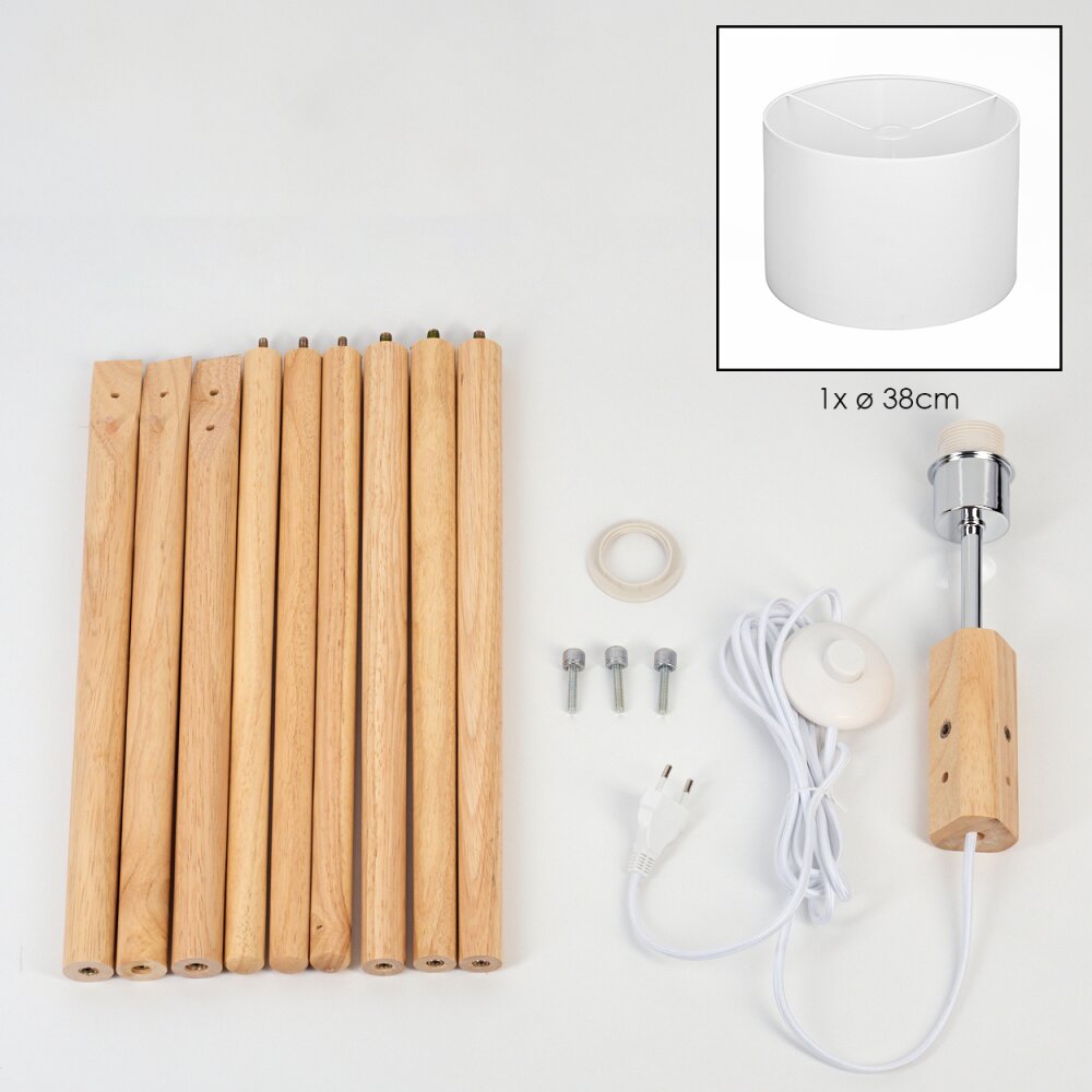 Soungou Staande lamp Chroom, Natuurlijke kleuren, 1-licht