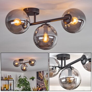 Gastor Plafondlamp, Kogellampje Rookkleurig, 3-lichts