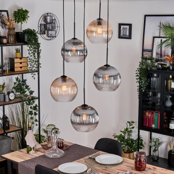 Koyoto Hanglamp, Kogellampje, Cluster hanglamp Amber, Duidelijk, Rookkleurig, 5-lichts Koyoto Hanglamp, Kogellampje, Cluster hanglamp Amber, Duidelijk, Rookkleurig, 5-lichts