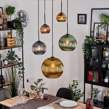 Koyoto Hanglamp, Kogellampje, Cluster hanglamp Blauw, Goud, Groen, Koperkleurig, 5-lichts Koyoto Hanglamp, Kogellampje, Cluster hanglamp Blauw, Goud, Groen, Koperkleurig, 5-lichts