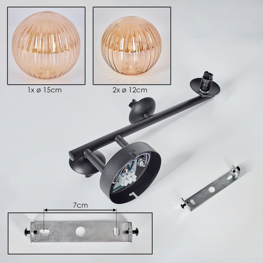 Chehalis Plafondlamp, Kogellampje Amber, 3-lichts
