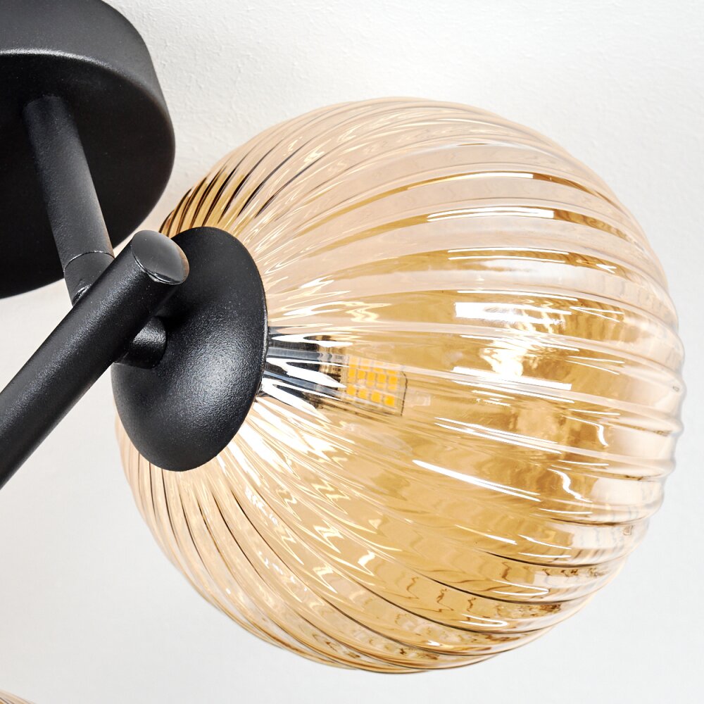 Chehalis Plafondlamp, Kogellampje Amber, 3-lichts