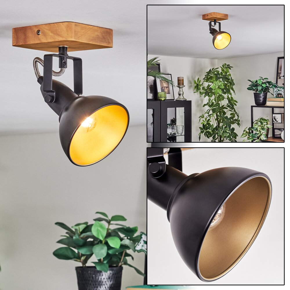 Hagan Plafondlamp, Plafondspot Chroom, Natuurlijke kleuren, Zwart, 1-licht main product photo