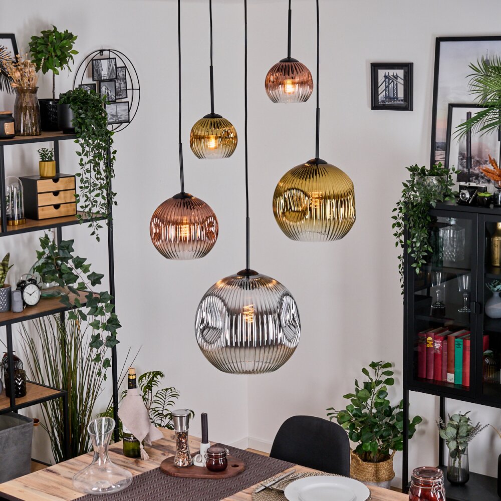 Ripoll Hanglamp, Kogellampje, Cluster hanglamp Chroom, Goud, Duidelijk, Koperkleurig, Rookkleurig, 5-lichts main product photo