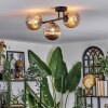 Chehalis Plafondlamp, Kogellampje Amber, Chroom, Rookkleurig, 3-lichts