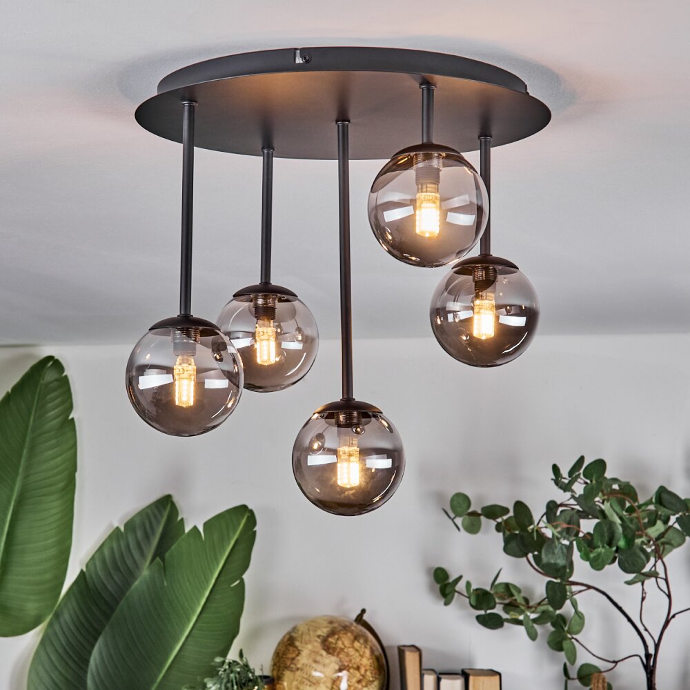 Chehalis Plafondlamp, Kogellampje Rookkleurig, 5-lichts