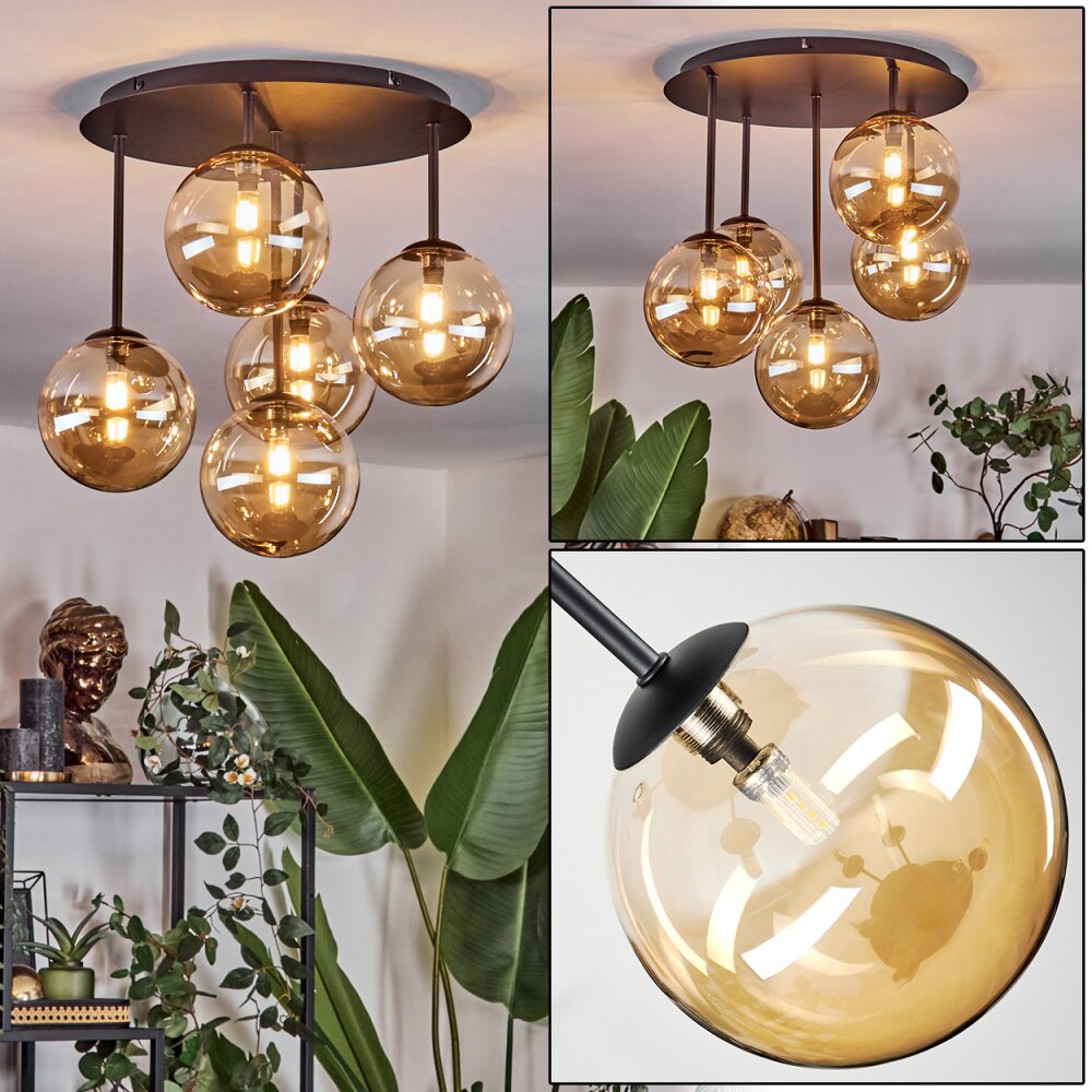 Chehalis Plafondlamp, Kogellampje Amber, 5-lichts main product photo