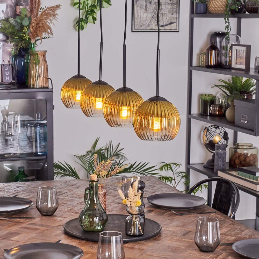 Koyoto Hanglamp, Kogellampje, Hanglamp Goud, Duidelijk, 4-lichts main product photo