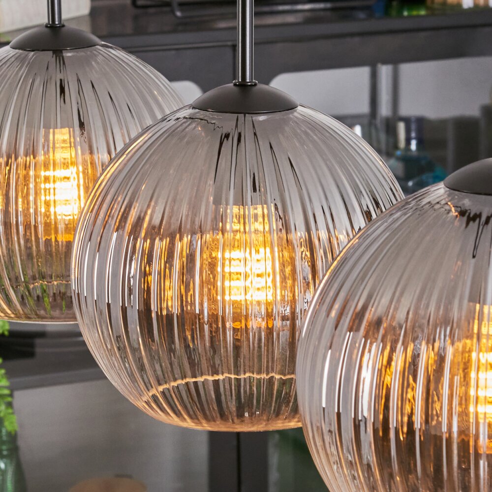 Koyoto Hanglamp, Kogellampje, Hanglamp Duidelijk, Rookkleurig, 4-lichts