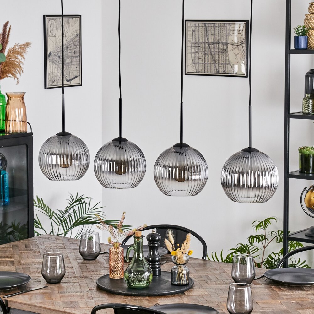 Koyoto Hanglamp, Kogellampje, Hanglamp Duidelijk, Rookkleurig, 4-lichts