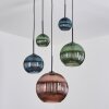 Koyoto Hanglamp, Kogellampje, Cluster hanglamp Blauw, Groen, Koperkleurig, 5-lichts