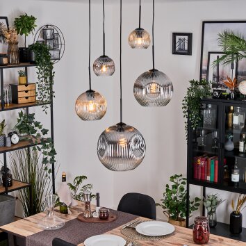 Ripoll Hanglamp, Kogellampje, Cluster hanglamp Amber, Duidelijk, Rookkleurig, 5-lichts Ripoll Hanglamp, Kogellampje, Cluster hanglamp Amber, Duidelijk, Rookkleurig, 5-lichts