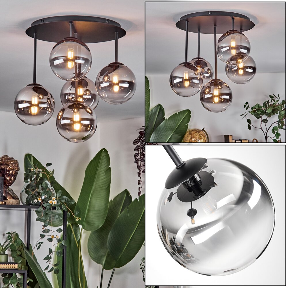 Chehalis Plafondlamp, Kogellampje Duidelijk, Rookkleurig, 5-lichts main product photo