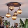 Chehalis Plafondlamp, Kogellampje Amber, Chroom, Rookkleurig, 5-lichts