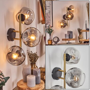 Ripoll Kogellampje, Wandlamp Goud, Zwart, 3-lichts Ripoll Kogellampje, Wandlamp Goud, Zwart, 3-lichts