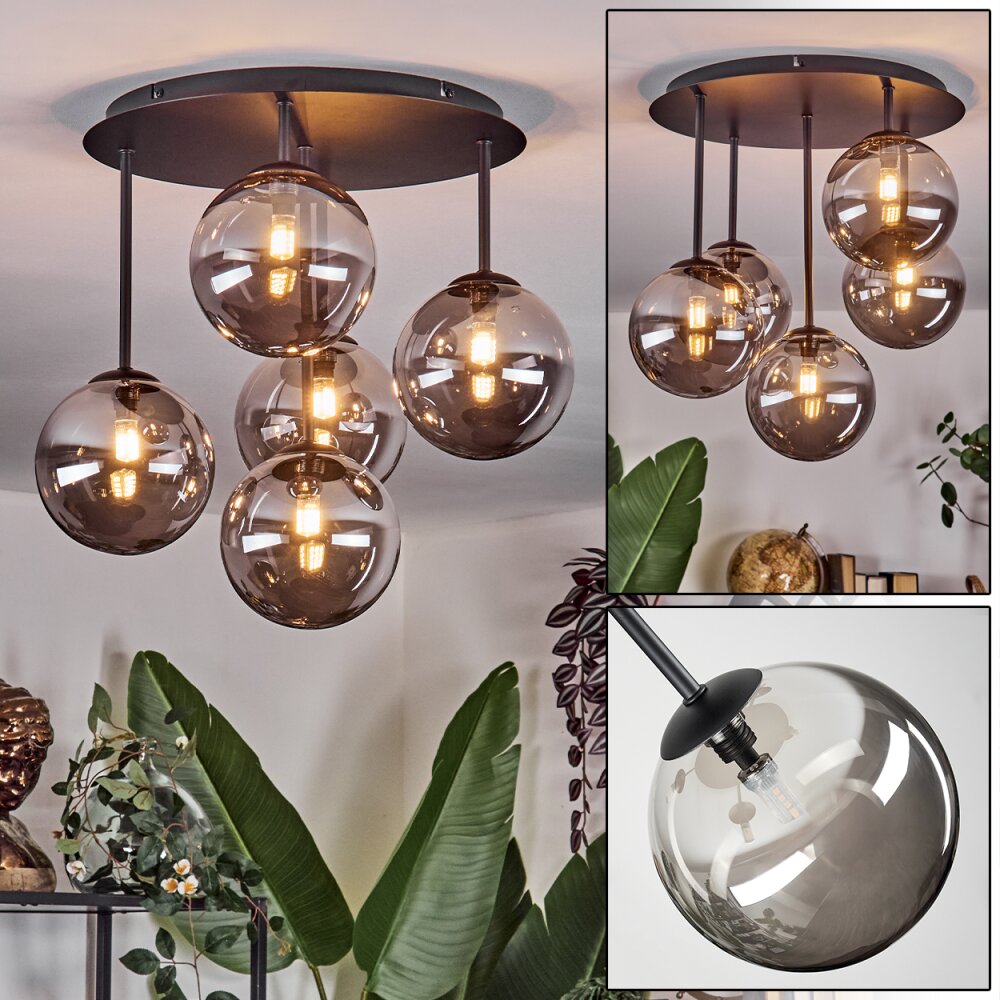 Chehalis Plafondlamp, Kogellampje 45 cm Rookkleurig, 5-lichts main product photo