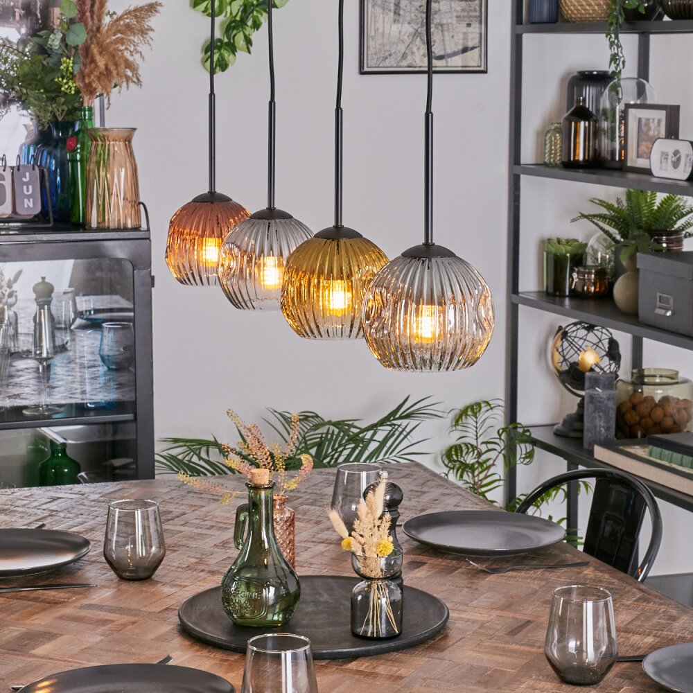 Ripoll Hanglamp, Kogellampje, Hanglamp Goud, Duidelijk, Koperkleurig, Rookkleurig, 4-lichts main product photo