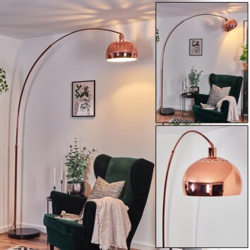Baloca Staande lamp, Booglampen Koperkleurig, Zwart, 1-licht