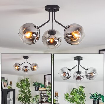 Ripoll Plafondlamp, Kogellampje Chroom, Duidelijk, Rookkleurig, 3-lichts Ripoll Plafondlamp, Kogellampje Chroom, Duidelijk, Rookkleurig, 3-lichts