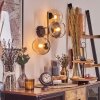 Koyoto Kogellampje, Wandlamp Goud, Zwart, 3-lichts
