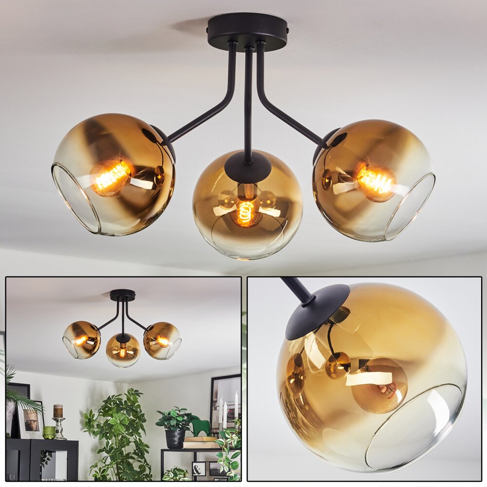 Koyoto Plafondlamp, Kogellampje 42 cm Goud, Duidelijk, 3-lichts main product photo