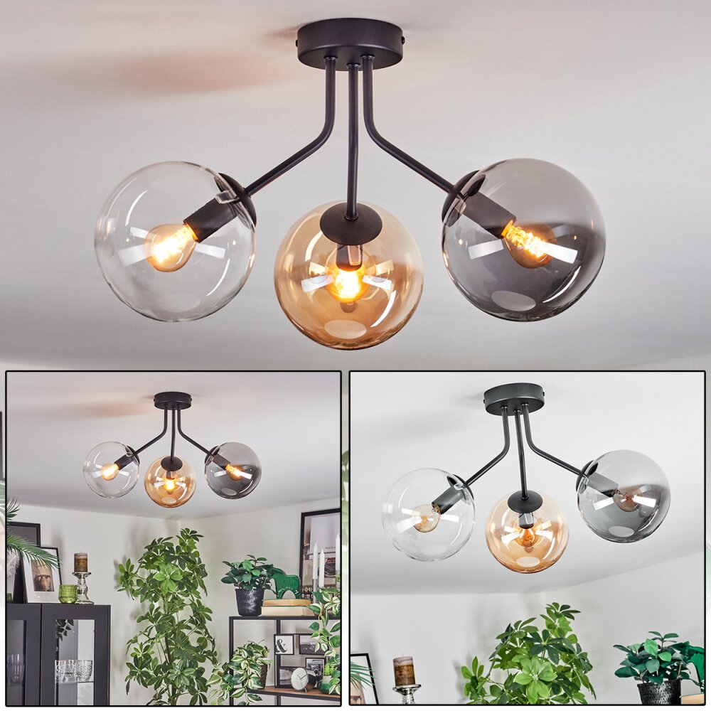 Gastor Plafondlamp, Kogellampje 42 cm Amber, Duidelijk, Rookkleurig, 3-lichts main product photo