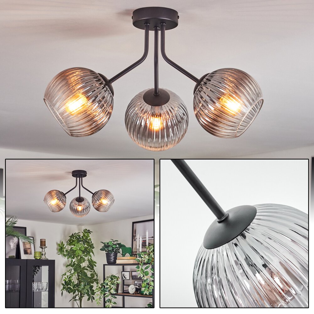 Koyoto Plafondlamp, Kogellampje Duidelijk, Rookkleurig, 3-lichts main product photo