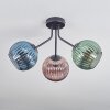 Koyoto Plafondlamp, Kogellampje Blauw, Groen, Koperkleurig, 3-lichts
