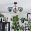 Koyoto Plafondlamp, Kogellampje Blauw, Groen, Koperkleurig, 3-lichts