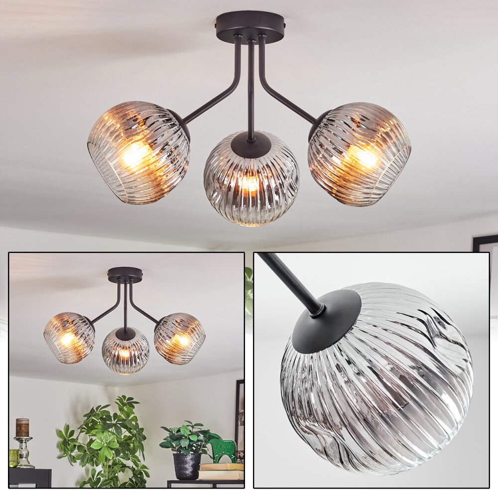 Ripoll Plafondlamp, Kogellampje Chroom, Duidelijk, Rookkleurig, 3-lichts main product photo