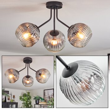 Ripoll Plafondlamp, Kogellampje Duidelijk, Rookkleurig, 3-lichts Ripoll Plafondlamp, Kogellampje Duidelijk, Rookkleurig, 3-lichts