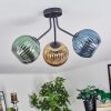 Koyoto Plafondlamp, Kogellampje Blauw, Goud, Groen, 3-lichts