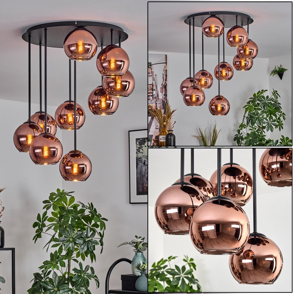 Koyoto Plafondlamp, Kogellampje Koperkleurig, 9-lichts main product photo