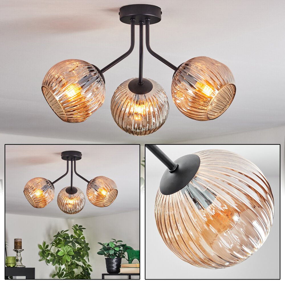 Ripoll Plafondlamp, Kogellampje Amber, 3-lichts main product photo