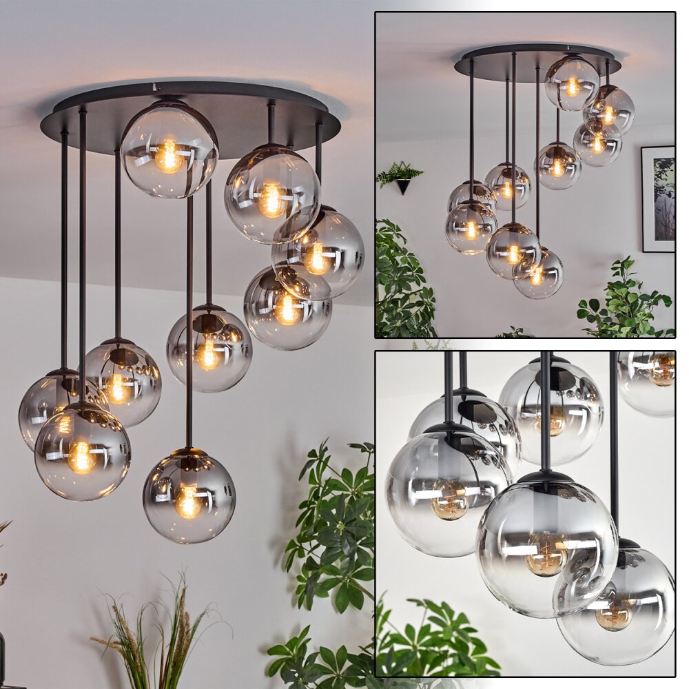Gastor Plafondlamp, Kogellampje Duidelijk, Rookkleurig, 9-lichts main product photo