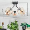 Koyoto Plafondlamp, Kogellampje 52 cm Amber, Duidelijk, 5-lichts