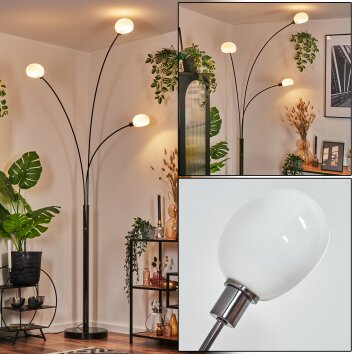 Nikkala Staande lamp Chroom, Zwart, 3-lichts