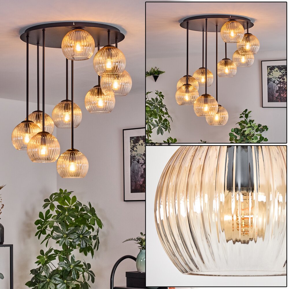 Koyoto Plafondlamp, Kogellampje Amber, Duidelijk, 9-lichts main product photo