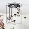 Koyoto Plafondlamp, Kogellampje 57 cm Duidelijk, Rookkleurig, 9-lichts