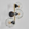 Ripoll Kogellampje, Wandlamp Goud, Zwart, 3-lichts