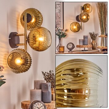 Ripoll Kogellampje, Wandlamp Goud, Zwart, 3-lichts Ripoll Kogellampje, Wandlamp Goud, Zwart, 3-lichts