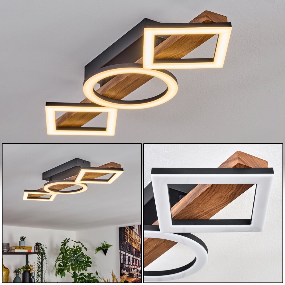 Tavon Plafondlamp LED Hout donker, Zwart, 1-licht main product photo