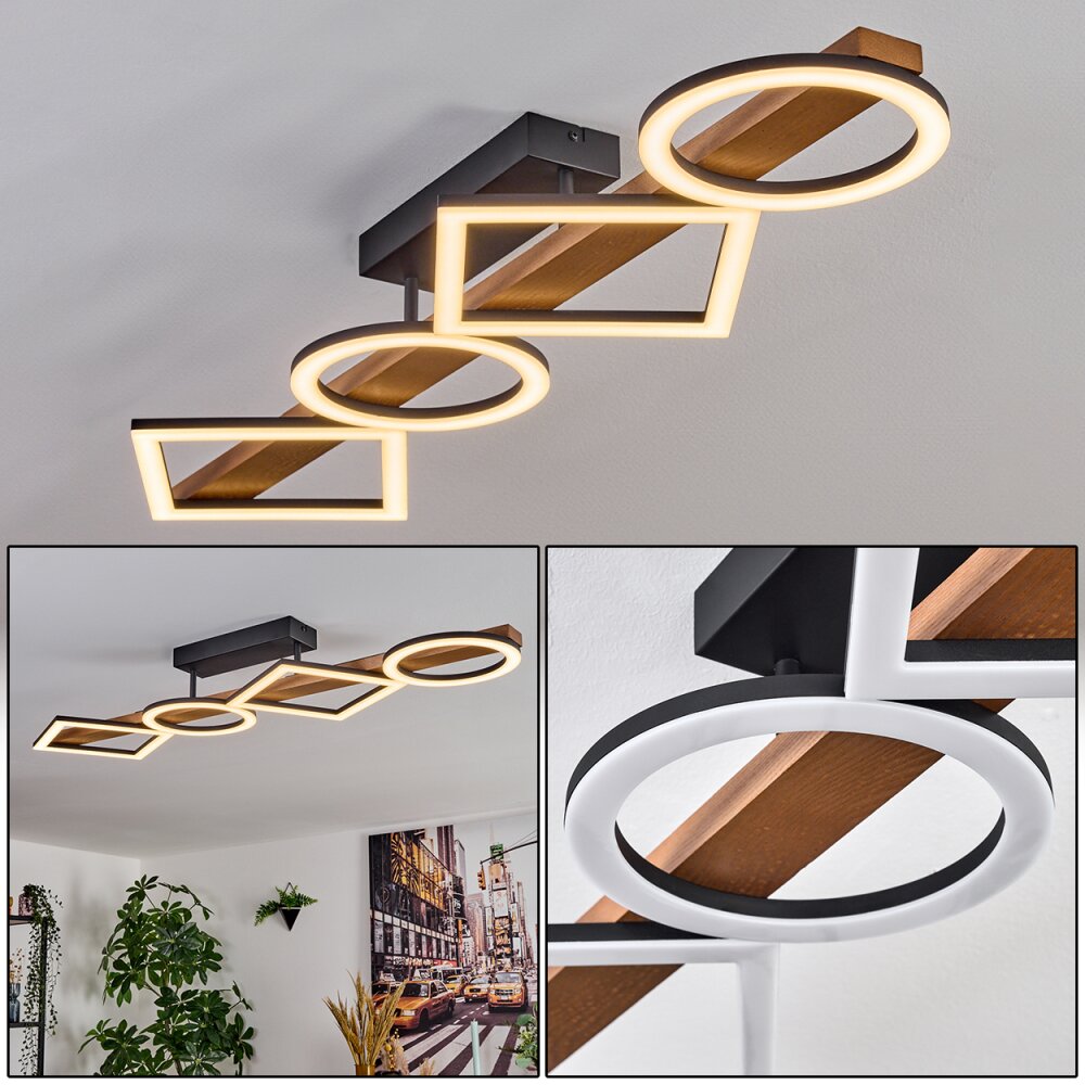 Tavon Plafondlamp LED Hout donker, Zwart, 1-licht main product photo