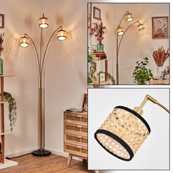 Ramila Staande lamp Messing, Zwart, 3-lichts