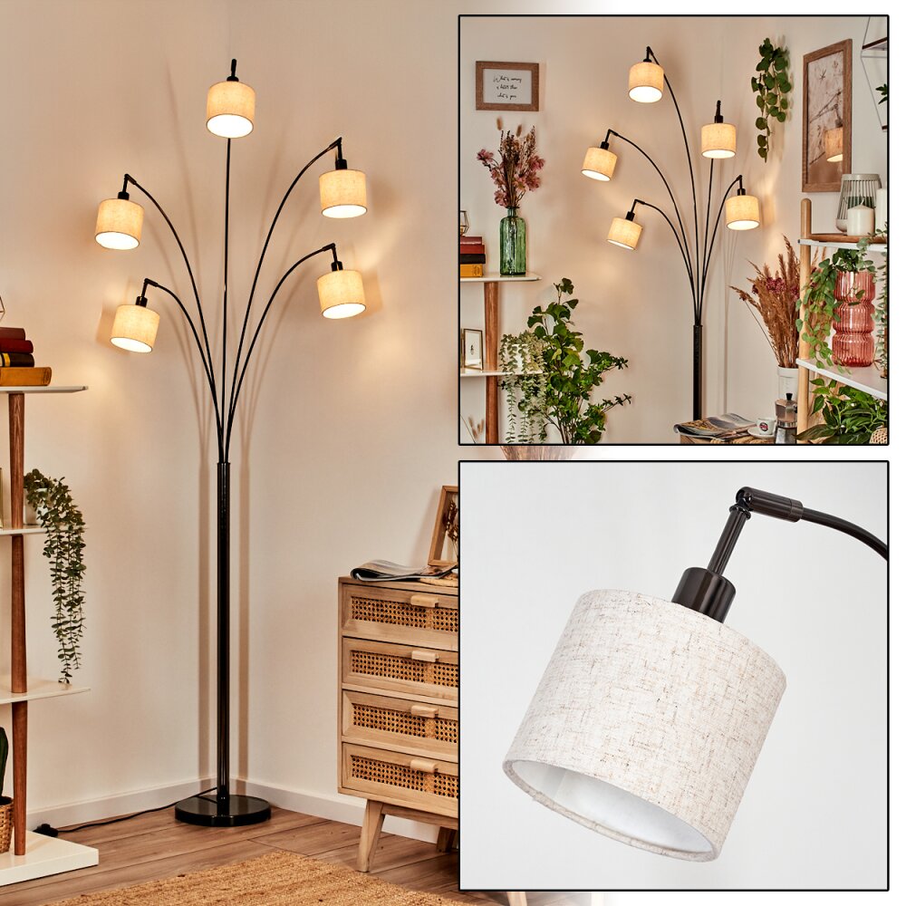 Bassagoda Staande lamp Chroom, Zwart, 5-lichts main product photo